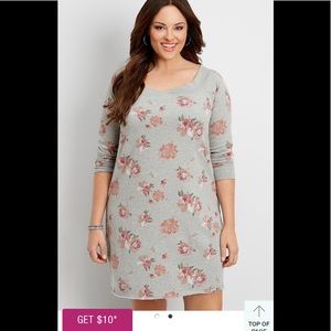 *NWT PLUS SIZE GRAY FLORAL SWEATSHIRT DRESS